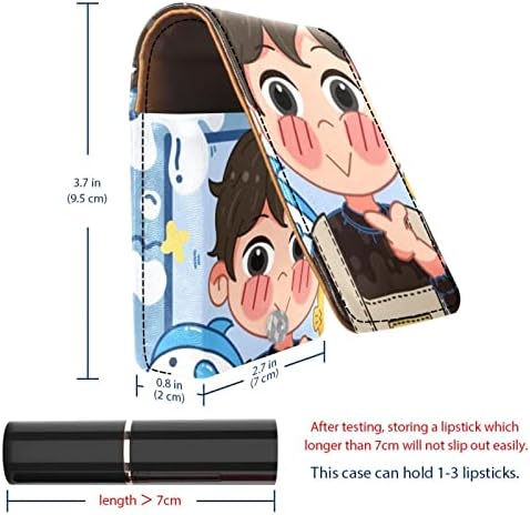 ORYUEKAN Ruj Kılıfı Ayna ile Sevimli Taşınabilir Makyaj Çantası kozmetik torbası, çizgi film çocuğu Balık Süt Güzel