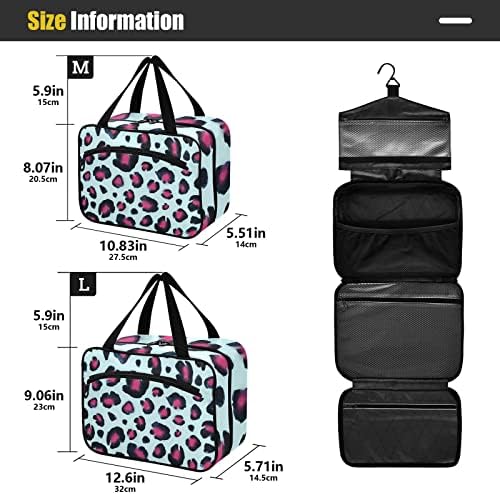 Leopar Desen makyaj çantası Kadınlar için Seyahat makyaj çantası düzenleyici Asılı Kanca ile Kozmetik Çantaları Asılı