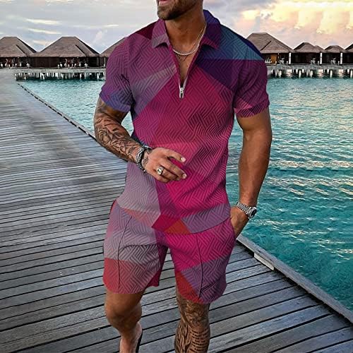 Bmısegm Yaz Erkek T Shirt Erkek Kısa Kollu Rahat Gömlek ve Şort Setleri Iki Parçalı yaz kıyafetleri Zip Eşofman Takımları