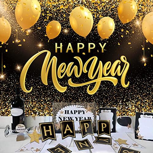 Peıfun Mutlu Yeni Yıl Zemin, 72x44 İnç 2023 Siyah ve Altın Yeni Yıl Arifesi Afiş Fotoğraf Arka Plan Fotoğrafçılık