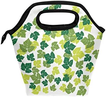 HEOEH Yaprakları Yeşil Sarı Öğle Yemeği soğutucu çanta Tote Çanta Yalıtımlı Fermuar Öğle Yemeği Kutuları Çanta Açık
