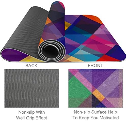 Unicey Soyut Renkli Geometrik Kare Desen Yoga Mat Kalın Kaymaz Yoga Paspaslar Kadınlar ve Kızlar için egzersiz matı