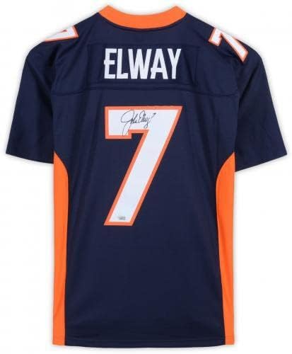 Çerçeveli John Elway Denver Broncos İmzalı Mitchell & Ness Donanma Çoğaltma Forması - İmzalı NFL Formaları