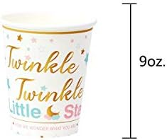 Cinsiyet Nötr Twinkle Twinkle Little Star Süslemeleri (16 Porsiyon) -7 Kek ve 9 Akşam Yemeği Boyutunda Kağıt Tabaklar,