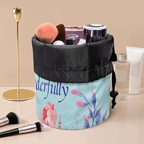 Pzuqıu Çiçek Kutsal Seyahat Makyaj Çantası Tuvalet Kılıf İç Cepler ile Büyük Kozmetik Çantası Taşınabilir Makyaj