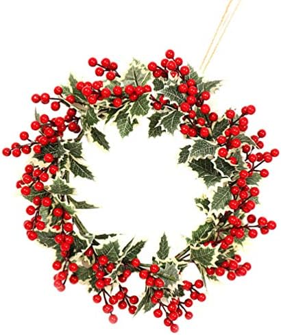 Healifty Şömine Süslemeleri Noel Çelenk Noel Çelenk Yüzük Yapay Kırmızı Berry ve Yeşil Yapraklar için Tatil Bahçe