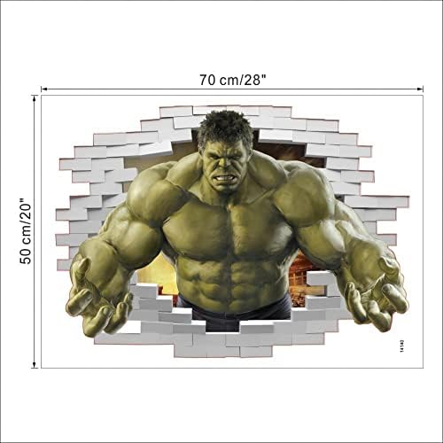 CRYTORON Süper Kahraman Duvar Sticker Hulk Vinil PVC Sanat Çocuklar Dekoratif Çıkartması 3D Karikatür Duvar Sticker