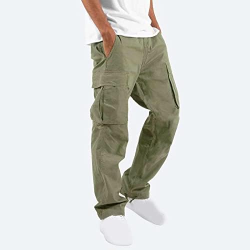 Hot6sl Kargo Pantolon Erkekler için, Erkekler Katı Rahat Çoklu Cepler İpli Elastik Bel Pantolon Pantolon Joggers