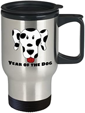 Çin Yeni Yılı için en iyi Hediyeler 2018 - Köpek Yılı Dalmaçyalı-Hediye Kupa Çay Bardağı-SİYAH GÜMÜŞ SEYAHAT KUPA