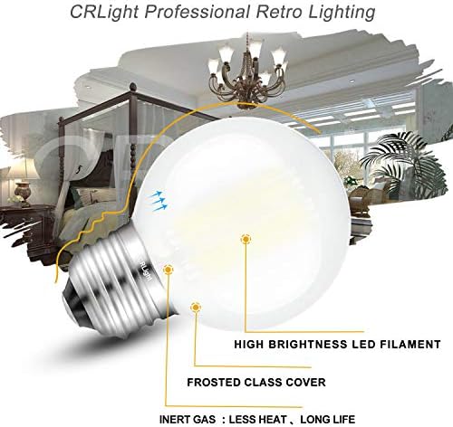 CRLight 6 W Edison LED Küre Ampul 4000 K Günışığı Beyaz, 65 W Eşdeğer 650 Lümen Kısılabilir, E26 Bankası Vintage