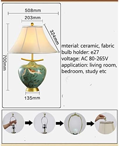 SJYDQ El Boyalı Yaratıcı Çin Seramik Kumaş E27 Dimmiable Masa Lambası Düğün Dekor Oturma Odası Yatak Odası için (Renk: