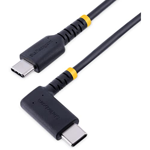 StarTech.com 6ft (2m) USB C'den C'ye Şarj Kablosu Dik Açı-60W PD 3A-Ağır Hizmet Tipi Hızlı Şarj USB-C Kablosu-USB