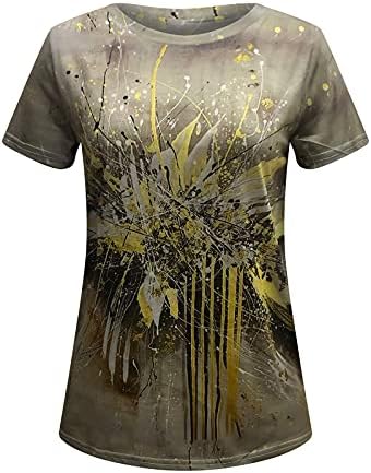 Kadın T Shirt Çiçek Baskı Grafik Tees Yaz kısa kollu tişört Üstleri Rahat Gevşek Bluz Dışarı Çıkmak Üstleri Artı
