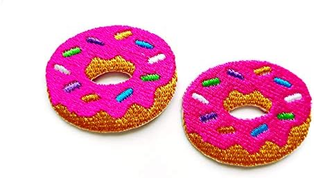 2 Küçük Set. Mini Sevimli Pembe Çilek Çörek Çörek Tatlı İşlemeli Demir on Patch dikmek Sırt Çantaları için Kot Giyim