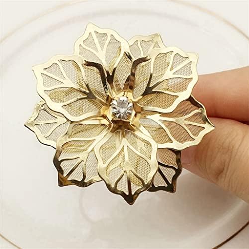 DHTDVD 60 Adet Çiçek Tasarım Peçete Halkaları Metal Altın Peçete Toka Peçete Halkası Tutucu