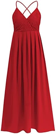 Askı elbise Kısa V Boyun Balo Elbise Dantel kadın Rahat yaz elbisesi Spagetti Kayışı Kolsuz Yüksek Kadınlar Uzun
