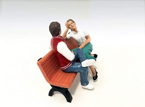 Oturan Çift Adam ve Kristan 2 Parça Heykelcik Seti 1/18 Ölçekli Modeller Amerikan Diorama 23887-23888