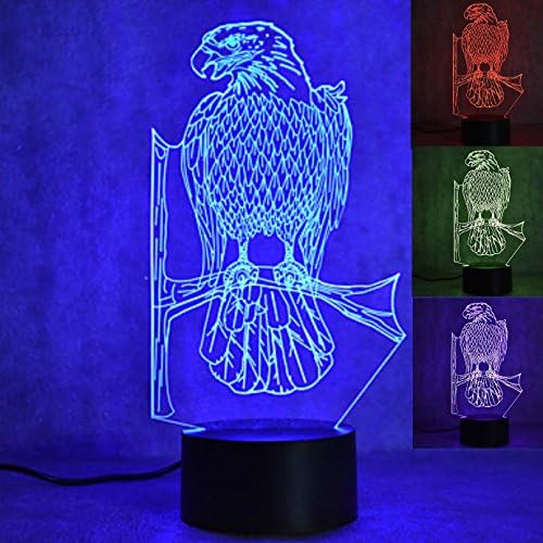 3D Baykuş Kartal gece lambası masa masa optik Illusion lambaları 7 renk değiştirme ışıkları LED masa lambası noel