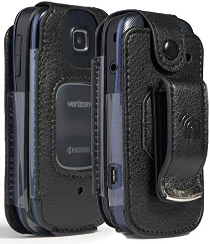 Verizon Kyocera Cadence 4G LTE S2720 Telefon Kılıfı ile Uyumlu Nakedcellphone Takılı Seri, [Siyah Vegan Deri] [Dahili