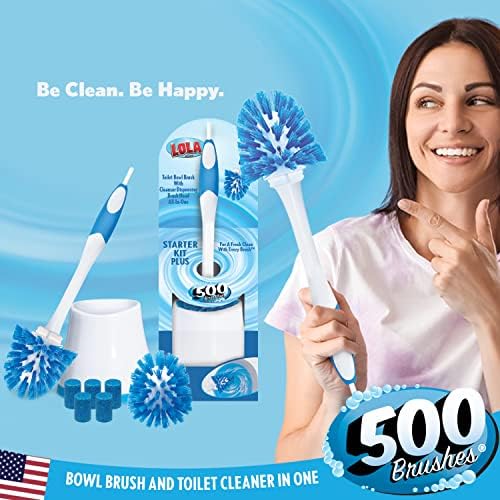 500 Fırçalar-Tuvalet Kase Fırça w/Temizleyici Dağıtım Fırça Kafası İçerir 5 Uzun Ömürlü Mavi Temizleyici Tabletler,