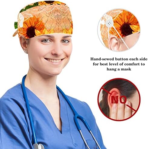 Kadın ve erkek Cerrahi Kap Yay Saç Toka Ayçiçeği Çiçek Çalışma Şapka Bir Boyut