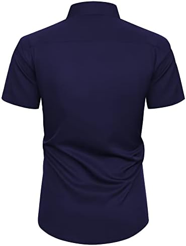 Alimens & Nazik Erkek Kısa Kollu Elbise Gömlek Kırışıklık Ücretsiz Katı Casual Düğme Aşağı Gömlek ile Cep