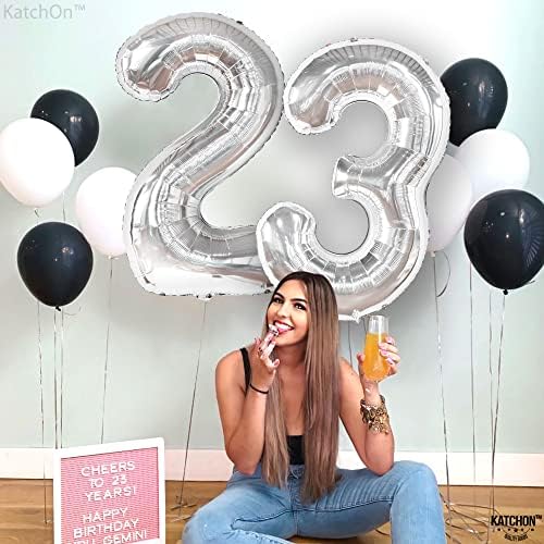 Gümüş Dev 23 Balon Numaraları - 40 inç | Kadınlar için 23. Doğum Günü Süsleri için 23 Balon Numarası | Erkekler için