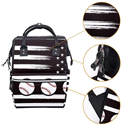 Beyzbol Amerikan Bayrağı bez bebek bezi çantaları Mumya Sırt Çantası Büyük Kapasiteli Bez Torba Hemşirelik Seyahat