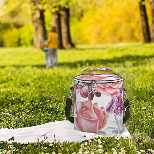 Suluboya Gül ve Orkide Zambak yemek taşıma çantası Sızdırmaz Kullanımlık soğutucu kutu Çanta Ofis Piknik Plaj