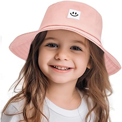 Zando Kova Şapka Çocuklar için Pamuk Gülümseme Yüz Siperliği Kova Şapka Kız Erkek Sevimli Hafif Paketlenebilir Plaj