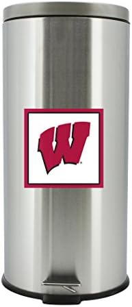 NCAA Wisconsin Porsukları Ayak Pedallı Paslanmaz Çelik Çöp Kutusu, 30 Litre
