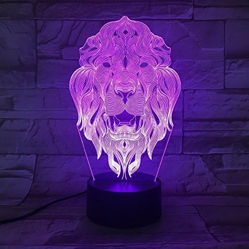 MOLLY HİESON 3D aslan kaplan gece lambası USB dokunmatik anahtarı dekor masa masa optik Illusion lambaları 7 renk