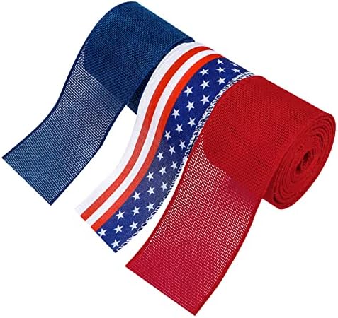 Yurtsever Çuval Bezi Şerit Kablolu 4 Temmuz Kırmızı Beyaz Mavi Yıldız Şeritler Amerikan Bayrağı Şerit Anma Günü,