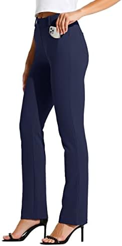 Willit kadın Yoga Elbise Pantolon 29 /31 Düz Bacak Sıkı Ofis Rahat Yoga Iş Pantolon Minyon / Düzenli 4 Cepli