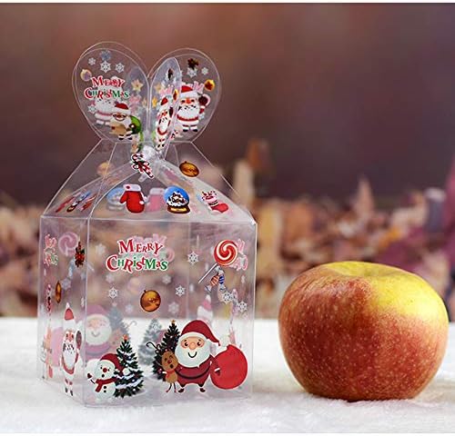 Sdgverhe 24 pcs Noel şeker kutusu Plastik Şeffaf Hediye Kutuları Noel Düğün Parti Iyilik Kutuları Noel Tatil Parti