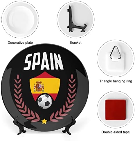 Ispanya Futbol Futbol Peide Baskılı Kemik Çini Dekoratif Levha yuvarlak tabaklar Zanaat Ekran Standı ile Ev Ofis