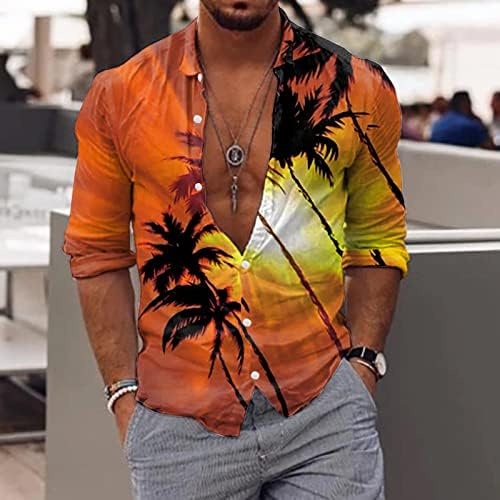 Zpervoba Erkekler Rahat Uzun Kollu Sonbahar Kış 3D Baskılı Gömlek Moda Üst Bluz Gömlek Ağır T Shirt