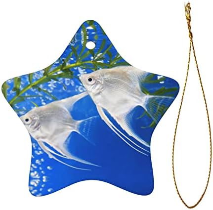 Akvaryum Melek Balığı Noel Seramik Yıldız Kolye, Tatil Dekorasyon Kolye