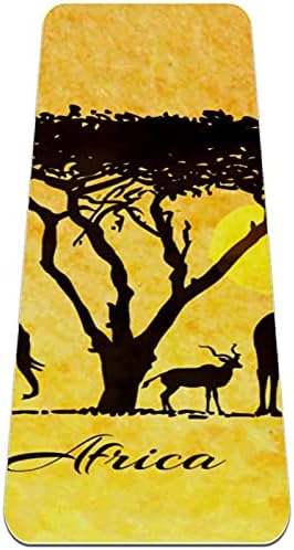 Sarı Afrika Hayvan Siluet Premium Kalın Yoga Mat Çevre Dostu Kauçuk Sağlık ve Fitness Kaymaz Mat Her Türlü Egzersiz