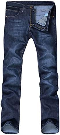 Andongnywell erkek Düz fit Kot Slim fit Rahat İnce Büyük Kot pantolon Pantolon Fermuarlı Düğme Cebi ile