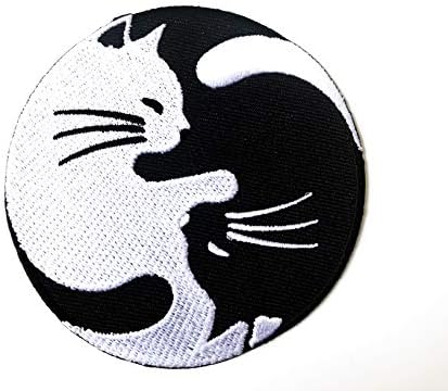 Kedi Yin Yang Kung Fu Çin Tao Denge İşareti Sembol Logo T-Shirt Kostüm Aplike İşlemeli Dikiş Demir on Patch