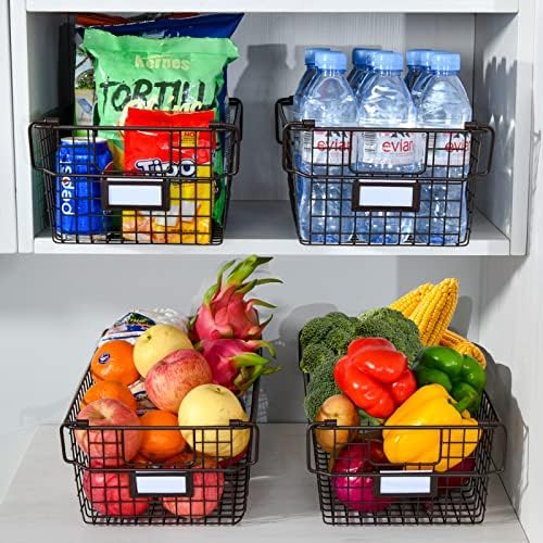 Kiler depolama ve organizasyon için 4 paket XXL tel sepetler, mutfak dolabı, meyve, Sebze, soğan, patates için Meyve