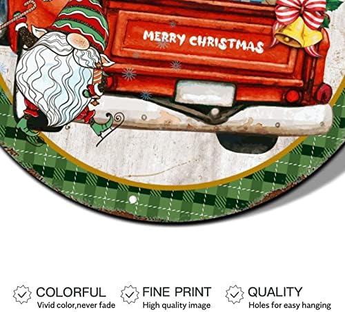 Merry Christmas Kapı İşareti Santa Kar Yağıyor Ev Kamyon Yuvarlak Metal Tabela Noel Asılı Süslemeleri Rustik Metal