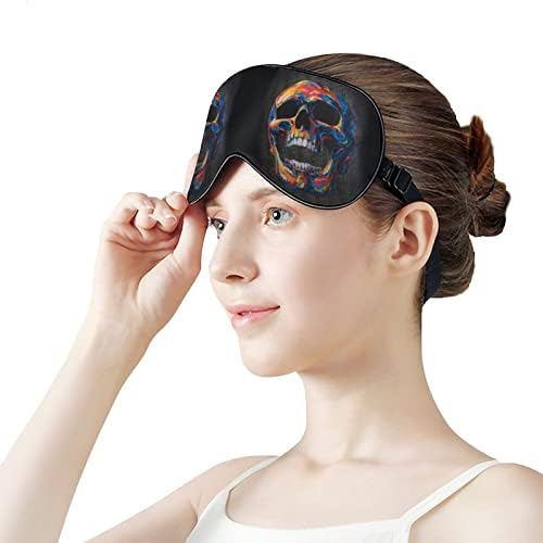 Renkli Boyama Kafatası Yumuşak Göz Maskeleri Ayarlanabilir Kayış ile Hafif Rahat Körü Körüne Uyku için