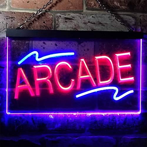 Arcade Oyun Odası Man Cave Çift Renkli LED Neon Burcu Mavi ve Kırmızı 24 x 16 st6s64-ı0427-br