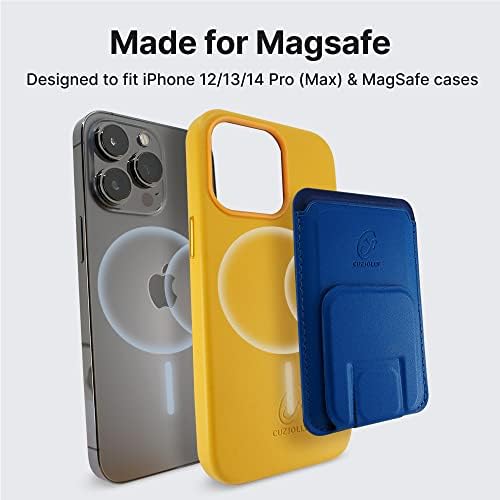 CUZJOLLY iPhone 12/13/14 (Pro) Suni Deri Kartlık Cüzdan Kickstand Standart Tip [MagSafe ile Uyumlu Benzersiz Renkler]