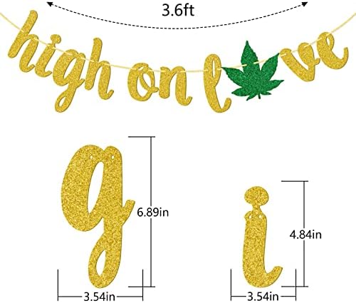 Yüksek Aşk Glitter Afiş Bekarlığa Veda Partisi Süslemeleri, 420 Esrar Dekor, Ot Doğum Günü Süslemeleri (Altın)