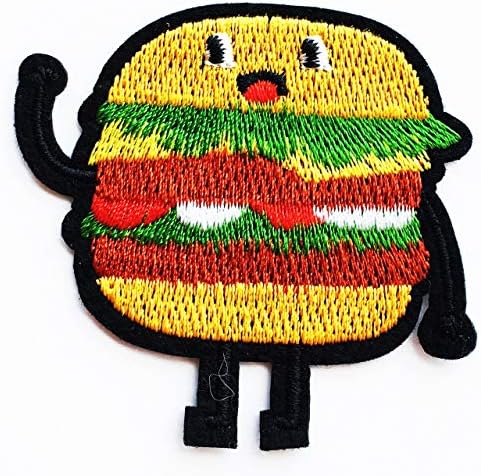 Burger Merhaba Demek Hamburger Çizburger Gıda Pişirme Şef Çocuklar Karikatür Demir on Patch İşlemeli Yama Malzemeleri