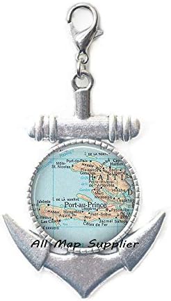 AllMapsupplier Moda Çapa Fermuar Çekme, Haiti harita Çapa Fermuar Çekme, Haiti Istakoz Toka harita Takı Kabulü Istakoz