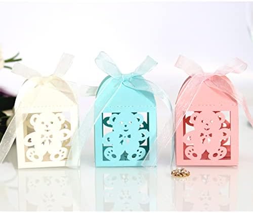 HALOU 50 adet Küçük Ayı Şeker Kutuları Tatlılar Favor Hediye şeritli kutular Doğum Günü Günü Düğün Parti Malzemeleri